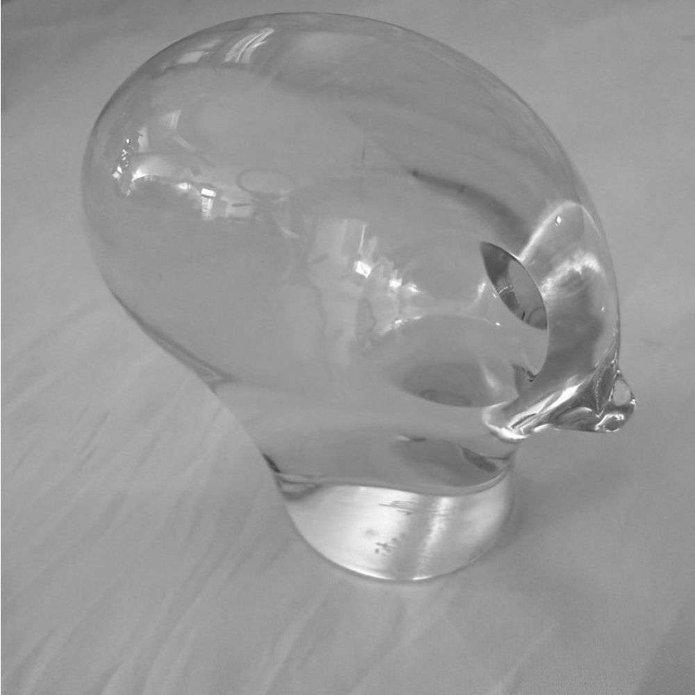 Vintage Spode Signed Crystal Glass Bird Head Figurine Paperweight | 3"